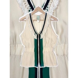 Silk zip-front tank, size M